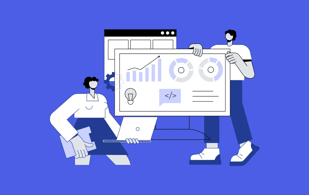 Illustration of business technology consulting and digital growth strategies.